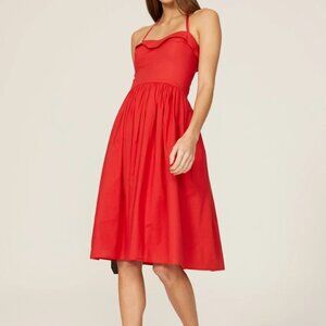 Esteban Cortazar Red Midi Dress - Retro / Sweetheart, Size 0